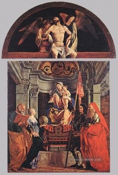 Madonna und Kind mit Sts Peter Christine Liberale und Jerome Renaissance Lorenzo Lotto Ölgemälde